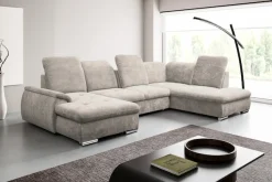 WERK2 Wohnlandschaft »Pula 356 x 237 cm modern und bequem« U-Form, XXL, Schlaffunktion, Bettkasten, verstellbare Kopfteile