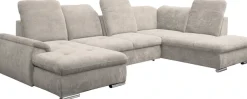 WERK2 Wohnlandschaft »Pula 356 x 237 cm modern und bequem« U-Form, XXL, Schlaffunktion, Bettkasten, verstellbare Kopfteile