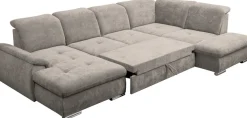 WERK2 Wohnlandschaft »Pula 356 x 237 cm modern und bequem« U-Form, XXL, Schlaffunktion, Bettkasten, verstellbare Kopfteile