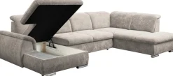 WERK2 Wohnlandschaft »Pula 356 x 237 cm modern und bequem« U-Form, XXL, Schlaffunktion, Bettkasten, verstellbare Kopfteile