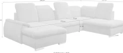 WERK2 Wohnlandschaft »Pula 356 x 237 cm modern und bequem« U-Form, XXL, Schlaffunktion, Bettkasten, verstellbare Kopfteile
