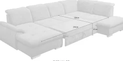 WERK2 Wohnlandschaft »Pula 356 x 237 cm modern und bequem« U-Form, XXL, Schlaffunktion, Bettkasten, verstellbare Kopfteile