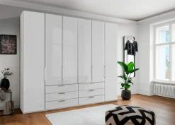 WIEMANN Falttürenschrank »Monaco, Kleiderschrank, Schrank, Wäscheschrank, mit edler Glasfront« 2 Breiten, 2 Höhen 216/236 cm auswählbar, MADE IN GERMANY,inkl. gepämpften Schubkästen und Türen, mit Panoramaöffnung