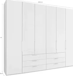 WIEMANN Falttürenschrank »Monaco, Kleiderschrank, Schrank, Wäscheschrank, mit edler Glasfront« 2 Breiten, 2 Höhen 216/236 cm auswählbar, MADE IN GERMANY,inkl. gepämpften Schubkästen und Türen, mit Panoramaöffnung