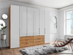 WIEMANN Falttürenschrank »Monaco« Teil-Glasfront sowie hochwertige Beschläge inkl. Schubladendämpfung