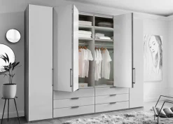 WIEMANN Falttürenschrank »Monaco« Teil-Glasfront sowie hochwertige Beschläge inkl. Schubladendämpfung