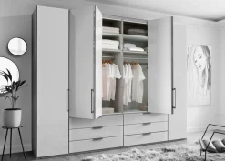 WIEMANN Falttürenschrank »Monaco« Teil-Glasfront sowie hochwertige Beschläge inkl. Schubladendämpfung