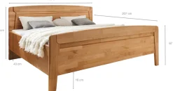 WIEMANN Funktionsbett »Lausanne, Bettgestell, Bettrahmen, teilmassiv Erle« 4-fache Liegehöhenverstellung, MADE IN GERMANY,Kopf- und Fußteil aus Massivholz, zwei Größen, Bettseitenhöhe 43 cm
