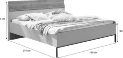 WIEMANN Futonbett »Asti« Absetzungen in Bianco-Eiche-Nachbildung, Kufe in Schiefer
