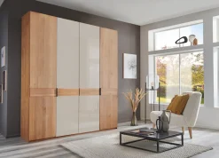WIEMANN Kleiderschrank »Cardiff, Massivholztüren in Kombination mit Glas- oder Spiegeltüren« 4 Breiten, 2 Höhen 216/236cm auswählbar,hochwertiges Design in langlebiger Qualität, viel Stauraum
