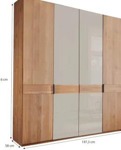 WIEMANN Kleiderschrank »Cardiff, Massivholztüren in Kombination mit Glas- oder Spiegeltüren« 4 Breiten, 2 Höhen 216/236cm auswählbar,hochwertiges Design in langlebiger Qualität, viel Stauraum