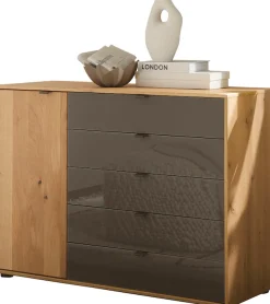 WIEMANN Kombikommode »Cardiff Sideboard, Wäscheschrank, teilmassiv Bianco-Eiche, Schubladen« Kommode 120x86x43 cm, braun, mit Dämpfung, MADE IN GERMANY,verschiedenen Ausführungen, inklusive Einlegeboden