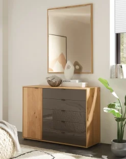WIEMANN Kombikommode »Cardiff Sideboard, Wäscheschrank, teilmassiv Bianco-Eiche, Schubladen« Kommode 120x86x43 cm, braun, mit Dämpfung, MADE IN GERMANY,verschiedenen Ausführungen, inklusive Einlegeboden
