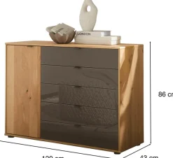 WIEMANN Kombikommode »Cardiff Sideboard, Wäscheschrank, teilmassiv Bianco-Eiche, Schubladen« Kommode 120x86x43 cm, braun, mit Dämpfung, MADE IN GERMANY,verschiedenen Ausführungen, inklusive Einlegeboden