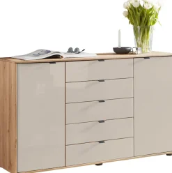 WIEMANN Kombikommode »Cardiff Sideboard, Wäscheschrank, teilmassiv Bianco-Eiche, Schubladen« Kommode 141x86x43 cm, braun, mit Dämpfung, MADE IN GERMANY,verschiedenen Ausführungen, inklusive Einlegeböden