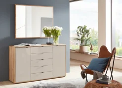 WIEMANN Kombikommode »Cardiff Sideboard, Wäscheschrank, teilmassiv Bianco-Eiche, Schubladen« Kommode 141x86x43 cm, braun, mit Dämpfung, MADE IN GERMANY,verschiedenen Ausführungen, inklusive Einlegeböden