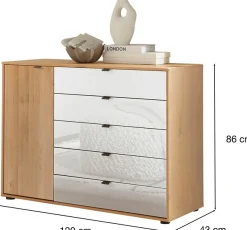 WIEMANN Kombikommode »Cardiff Sideboard, Wäscheschrank, teilmassiv Erle, mit Schubladen« Kommode 120x86x43 cm, braun, mit Dämpfung, MADE IN GERMANY,verschiedenen Ausführungen, inklusive Einlegeboden