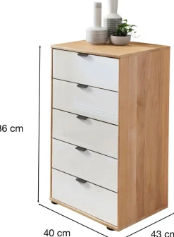 WIEMANN Schubkastenkommode »Cardiff Sideboard, Wäscheschrank, teilmassiv Erle, mit Schubladen« Glas- oder Massivholzfront, verschiedene Breiten, MADE IN GERMANY,Schubkästen inklusive Selbsteinzug und Dämpfung