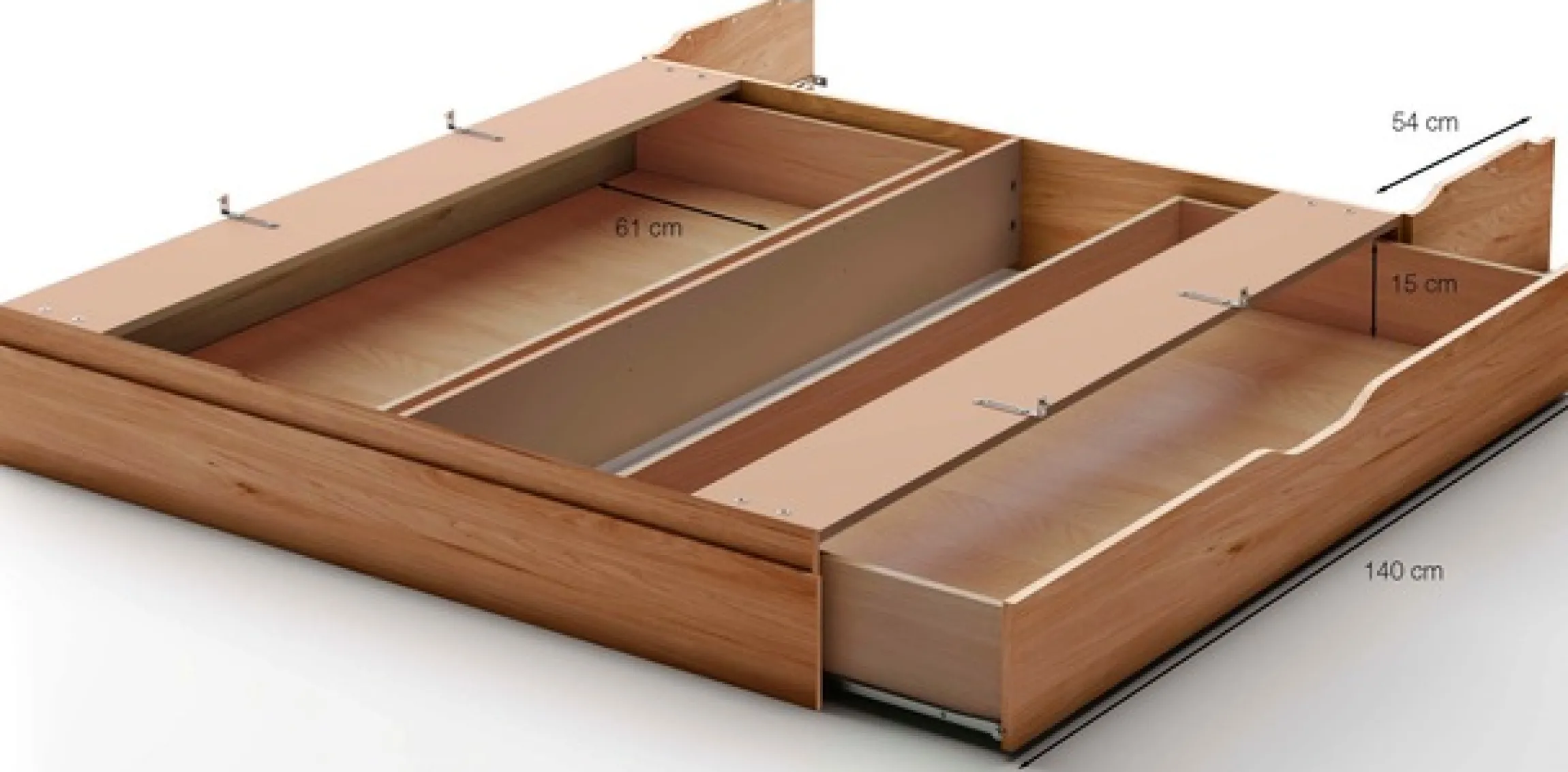 WIEMANN Schubkasten »Lausanne, Bettschubkasten, Bettkasten, Schublade« 140 x 15 x 61 cm (B/H/T), MADE IN GERMANY,Erle Nachbildung, maximale Belastung 20 Kg