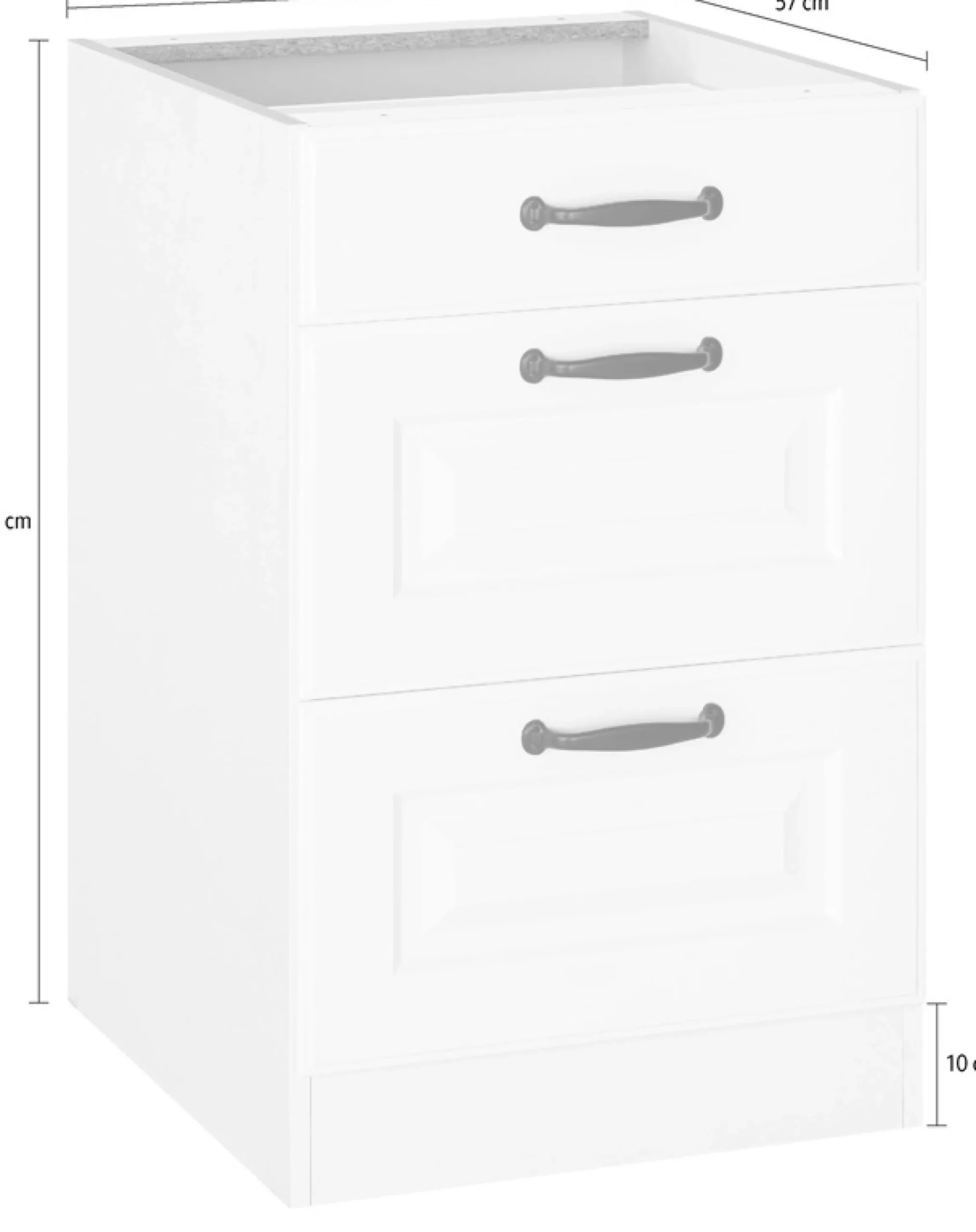 wiho Küchen Auszugsunterschrank »Erla« 50 cm breit mit Kassettenfront, 2 großen Auszügen, ohne Arbeitsplatte