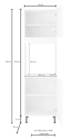 wiho Küchen Backofenumbauschrank »Ela« 60 cm breit, höhenverstellbare Füße