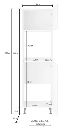 wiho Küchen Backofenumbauschrank »Ela« 60 cm breit, höhenverstellbare Füße