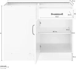 wiho Küchen Eckunterschrank »Erla« 100 cm breit, Kassettenfront, Planungsmaß 110 cm, ohne Arbeitsplatte