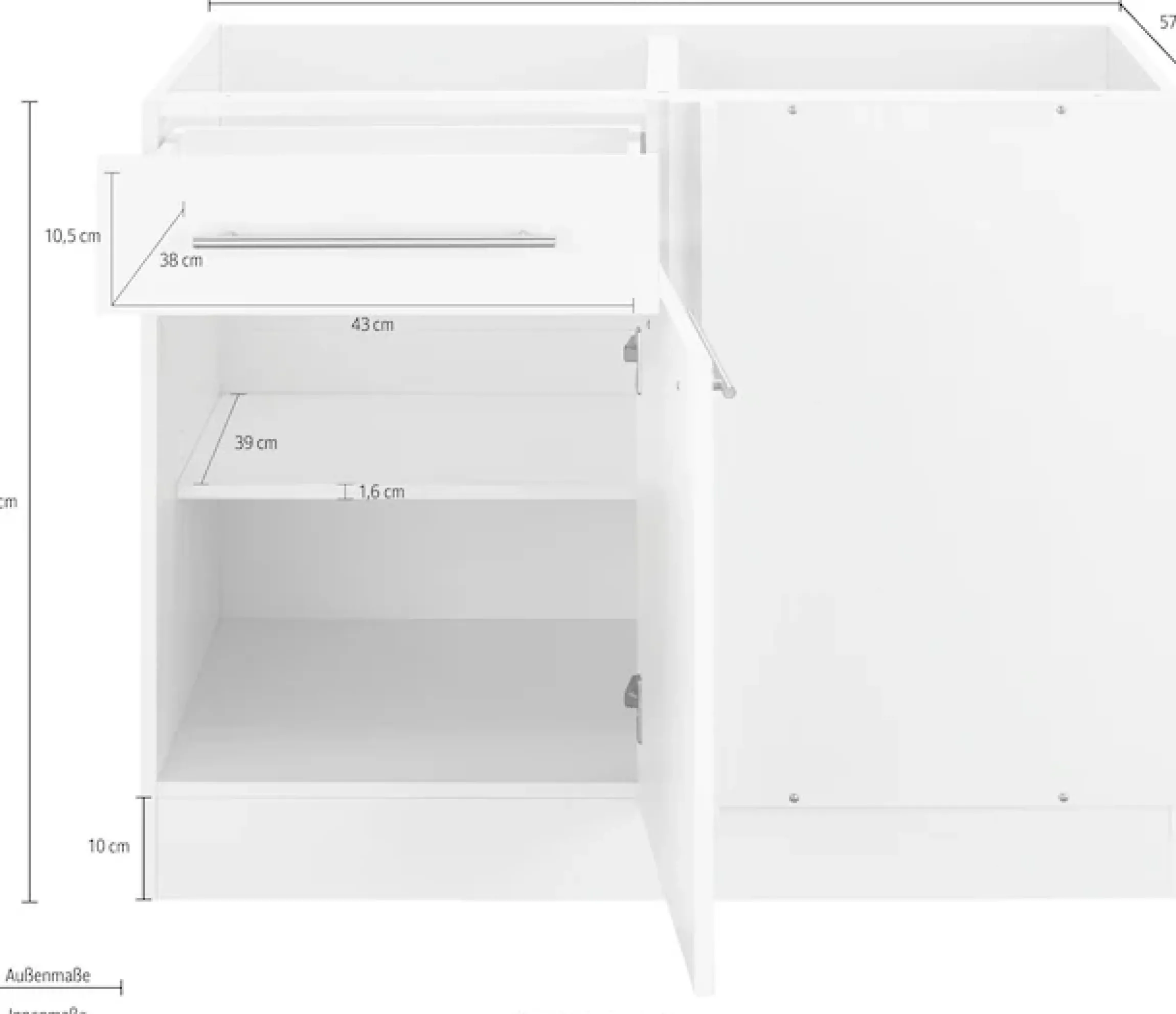 wiho Küchen Eckunterschrank »Unna« 100 cm breit, Planungsmaß 110 cm, ohne Arbeitsplatte