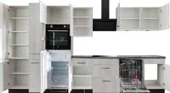 wiho Küchen Küche »Nisos« Soft-Close, 370 cm, Backofen matt schwarz, Teleskopauszug