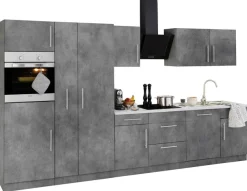 wiho Küchen Küchenzeile »Cali« mit E-Geräten, Breite 360 cm mit Metallgriffen