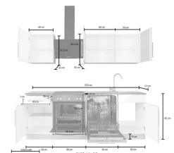 wiho Küchen Küchenzeile »Cali« ohne E-Geräte, Breite 220 cm