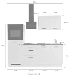 wiho Küchen Küchenzeile »Compact« Breite 210cm, wahlweise mit Geräten (mit Kühlschrank)