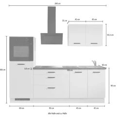 wiho Küchen Küchenzeile »Compact« Breite 240cm, wahlweise mit Geräten (mit Kühlschrank)