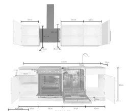 wiho Küchen Küchenzeile »Erla« mit E-Geräten, Breite 220 cm