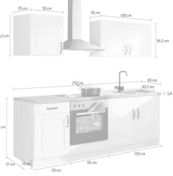 wiho Küchen Küchenzeile »Erla« ohne E-Geräte, Breite 210 cm