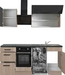 wiho Küchen Küchenzeile »Fortyfive, Breite 180 cm,« Soft-Close-Funktion in Schubkästen & Auszügen, höhenverstellbare Füße