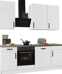wiho Küchen Küchenzeile »"Simi", wahlweise mit E-Geräten, mit verstellbaren Füßen« Soft-Close-Funktion in Schubkästen und Auszügen, Breite 220 cm