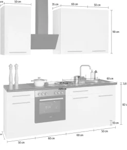 wiho Küchen Küchenzeile »Unna« mit E-Geräten, Breite 220 cm