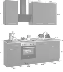 wiho Küchen Küchenzeile »Unna« ohne E-Geräte, Breite 220 cm