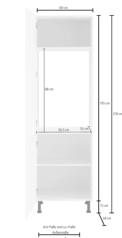 wiho Küchen Kühlumbauschrank »Ela« Breite 60 cm, höhenverstellbare Füße