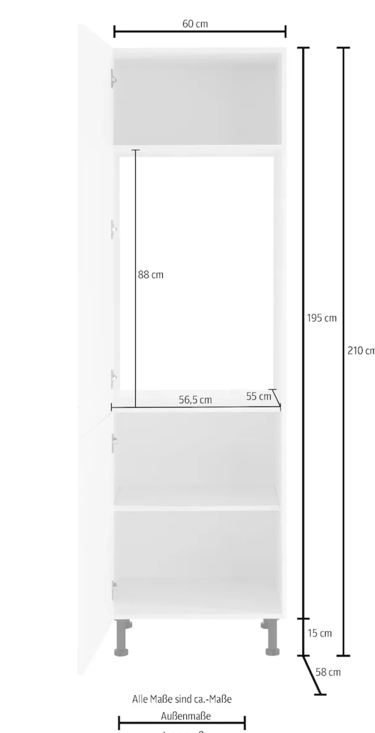 wiho Küchen Kühlumbauschrank »Ela« Breite 60 cm, höhenverstellbare Füße