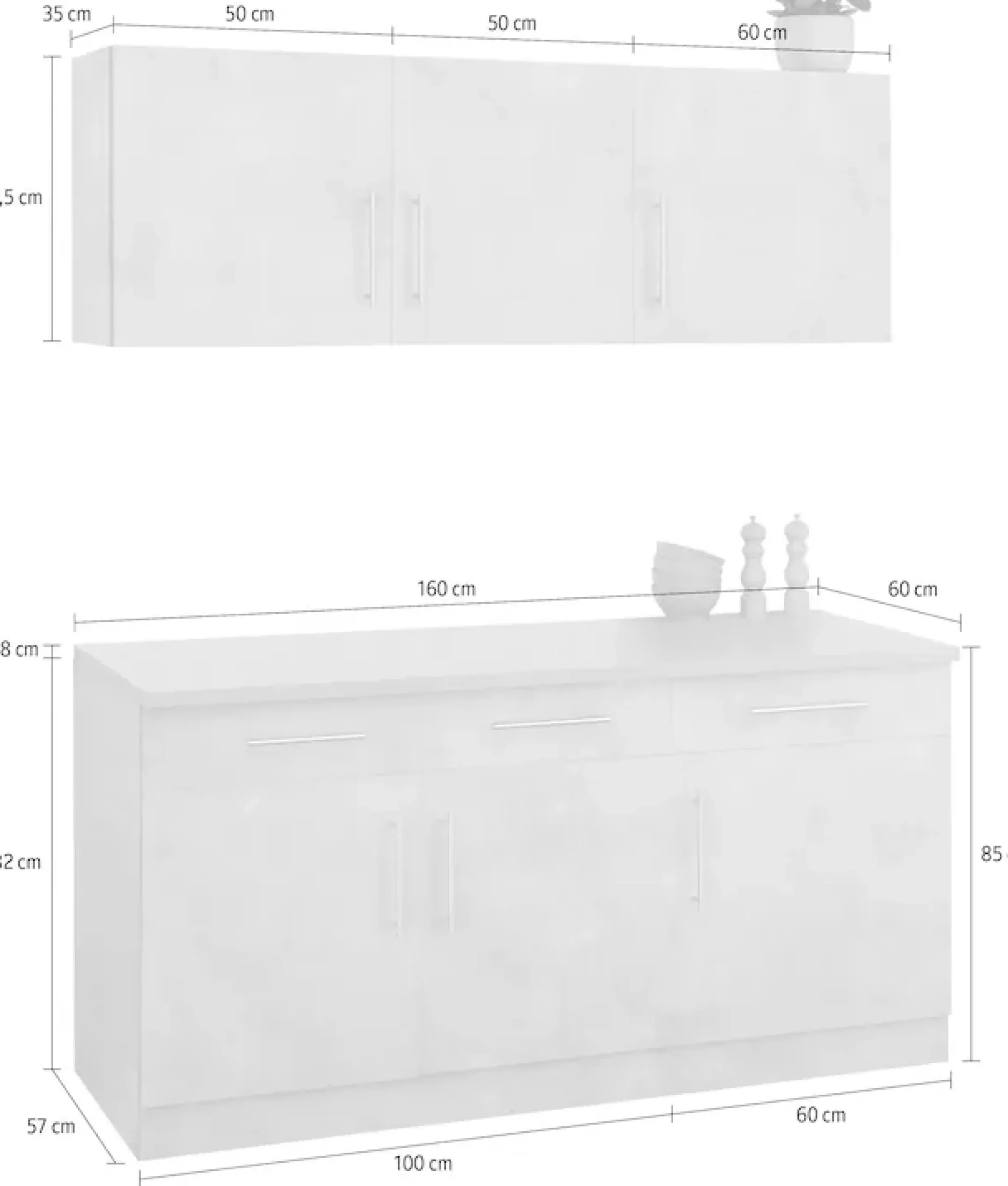 wiho Küchen Pantryküche »"Cali"« ohne E-Geräte, Breite 160 cm