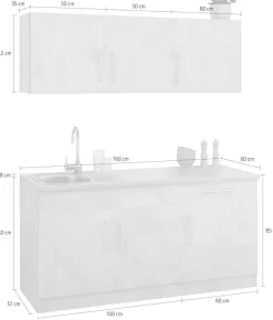 wiho Küchen Pantryküche »Cali« ohne E-Geräte, Breite 160 cm