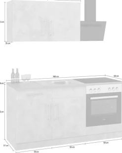 wiho Küchen Pantryküche »Cali« wahlweise mit E-Geräten, Breite 160 cm