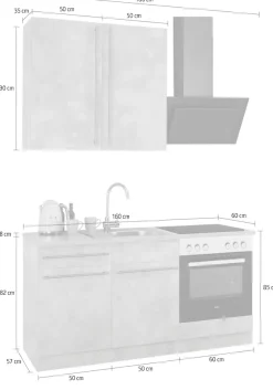 wiho Küchen Pantryküche »Chicago« wahlweise mit E-Geräten, Breite 160 cm