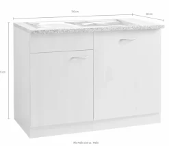wiho Küchen Spülenschrank »Kiel« 110 cm breit, inkl. Tür/Griff/Sockel für Geschirrspüler