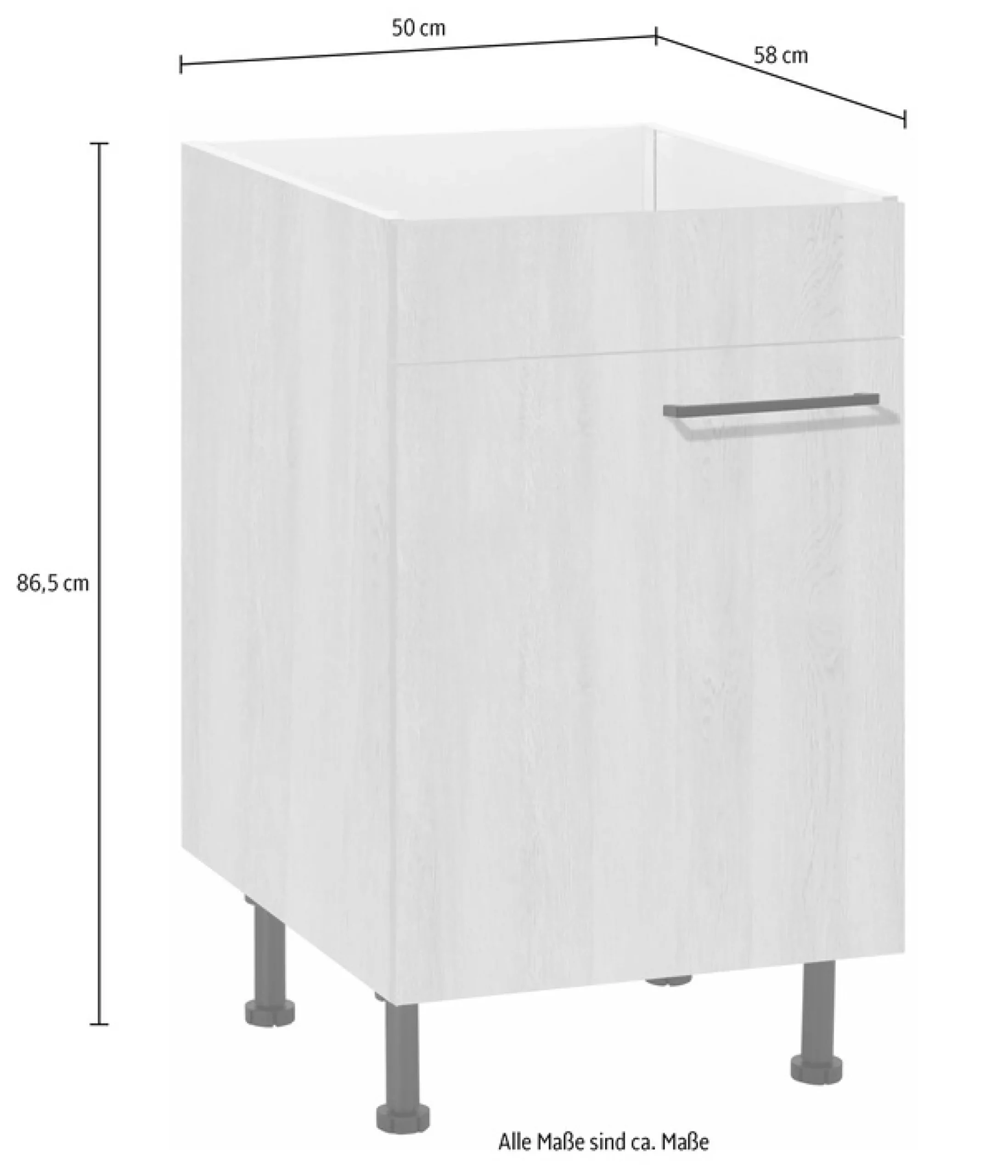 wiho Küchen Spülenschrank »Nisos« 50 cm breit, mit verstellbaren Füßen, ohne Arbeitsplatte