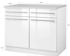 wiho Küchen Unterschrank »Chicago« 100 cm breit, 2 Schubkästen und 2 Türen, für viel Stauraum