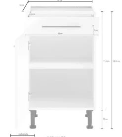 wiho Küchen Unterschrank »Ela« Breite 50 cm, höhenverstellbare Füße