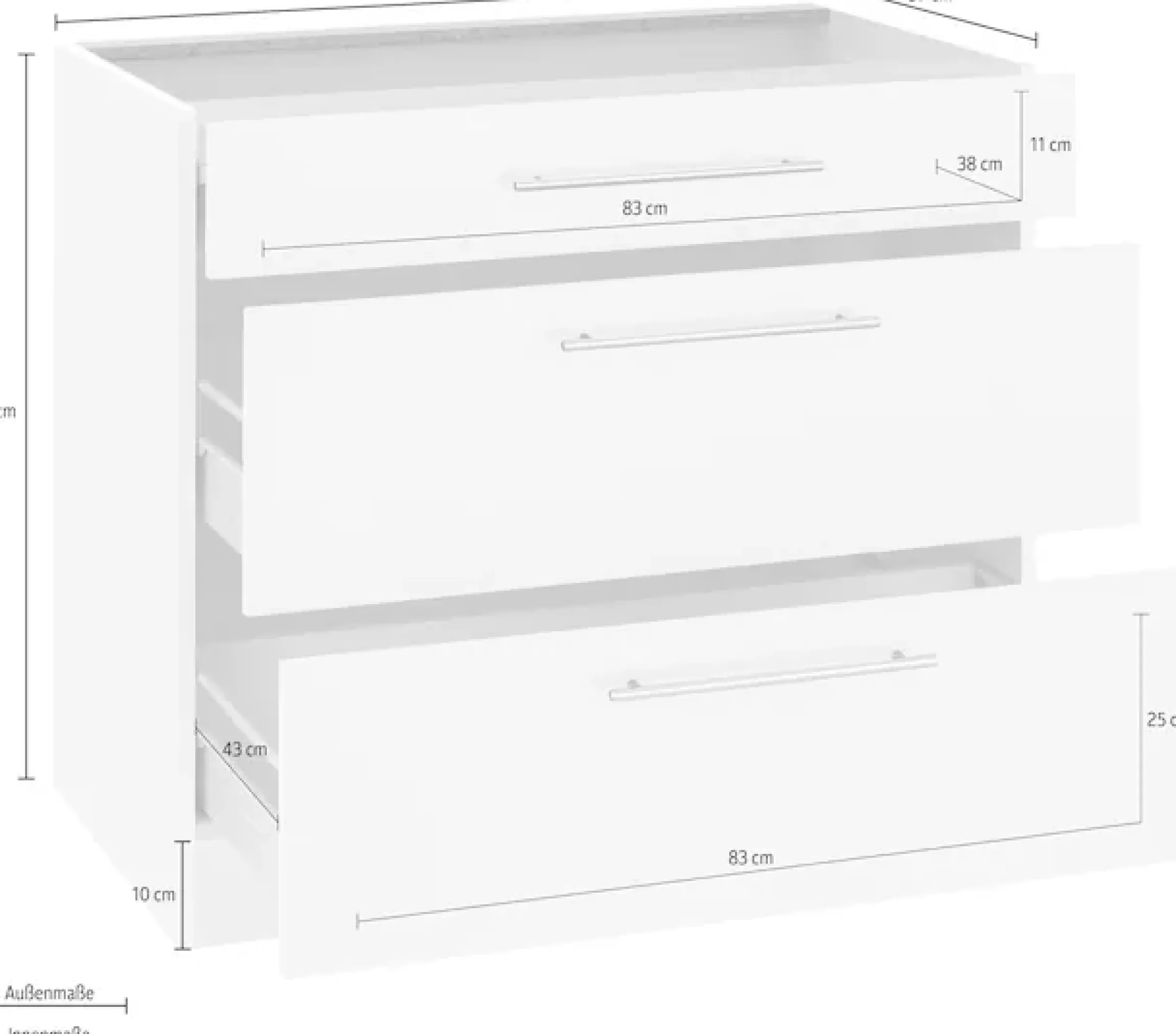wiho Küchen Unterschrank »Unna« 90 cm breit, mit 2 großen Auszügen, ohne Arbeitsplatte